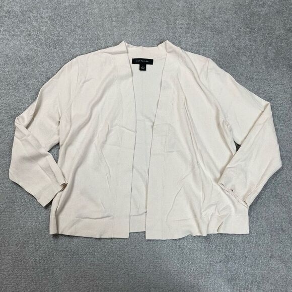 Ann Taylor Womens Size Small Open Front Cardigan Sweater Cream Long Sleeve - Picture 1 of 4